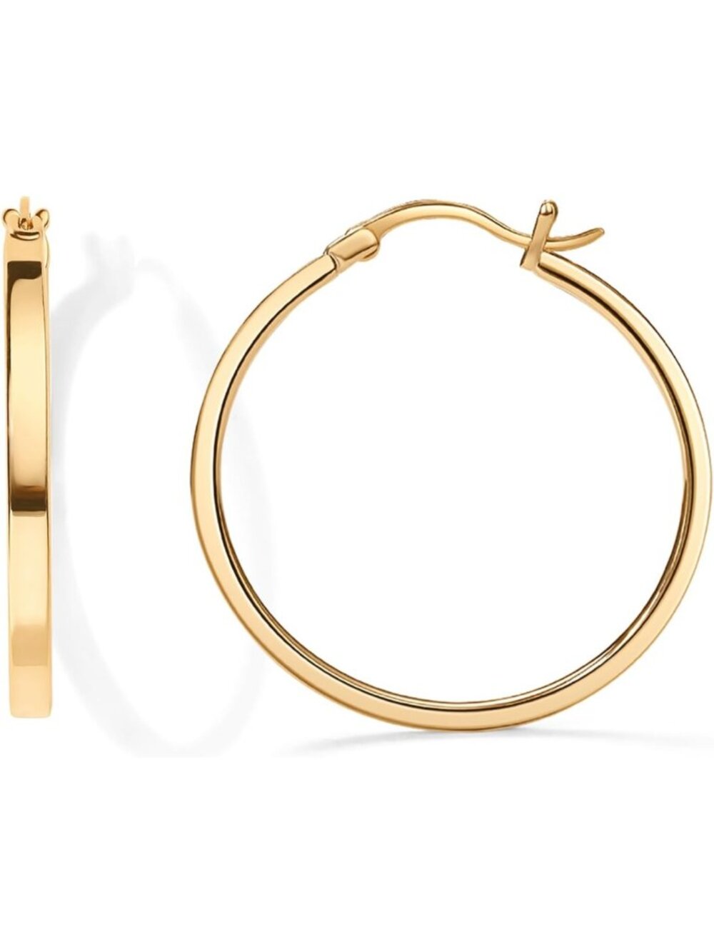 Stylish 14K Gold Plated Lightweight Hoop Earrings for Women - Elegant Fashion